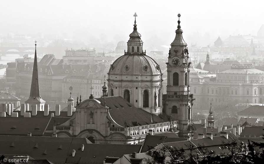 Prague in the morning mist