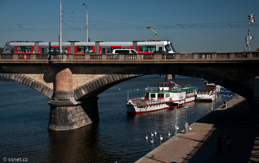 Vltava river and Palacky Bridge