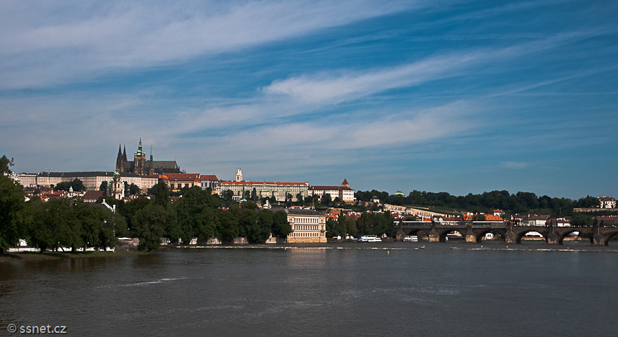 Vltava Embankment in Prague and Tourist Shipping