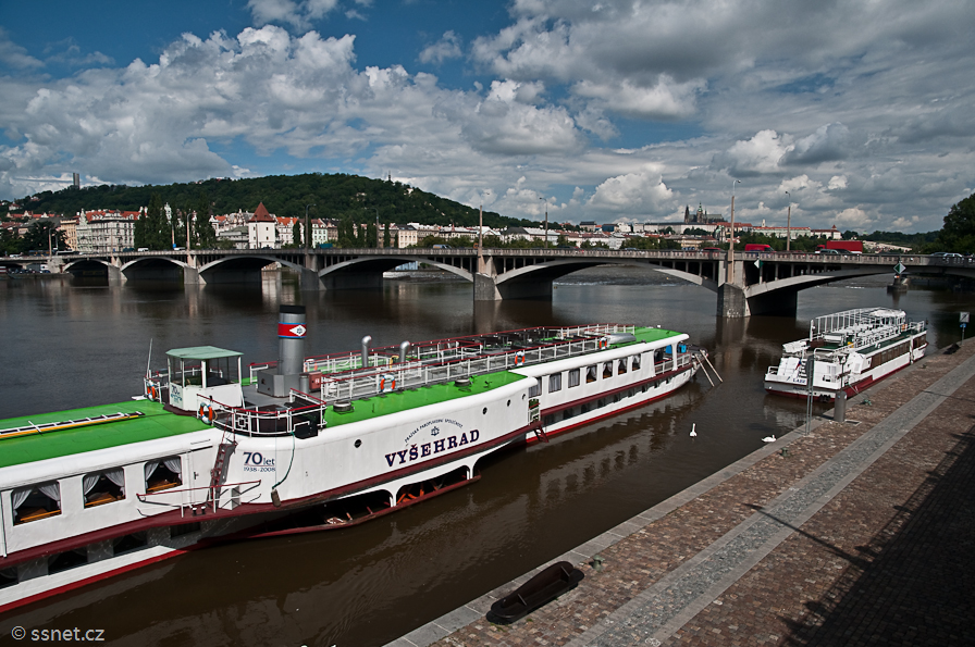 Vltava Embankment in Prague and Tourist Shipping