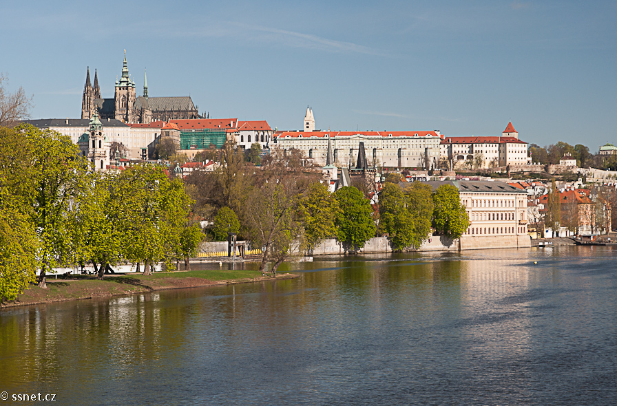 Spring Panorama of Prague Castle and Vltava river