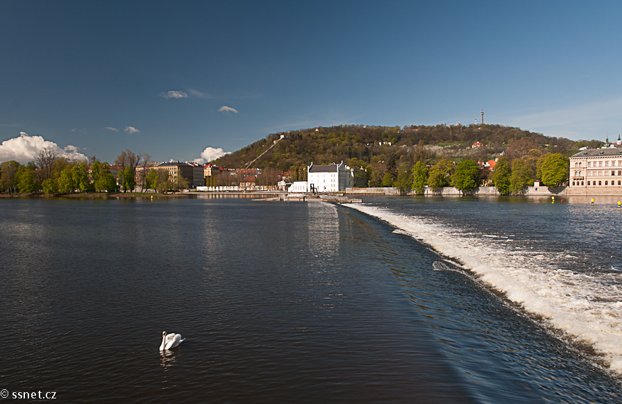 Petrin Hill and the river Vltava in Prague